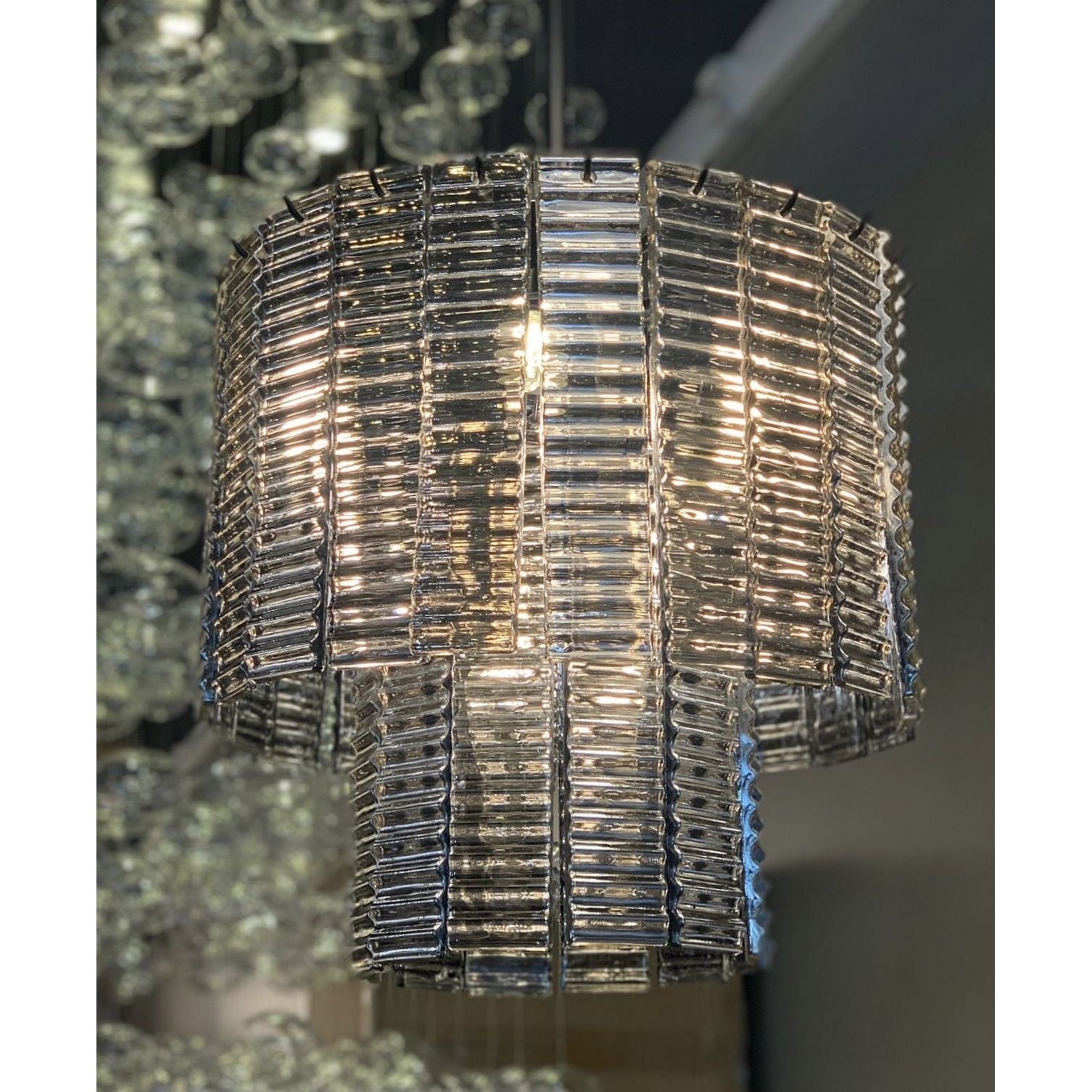 Cuirass Round Ribbed Glass Tile Chandelier Collection - Kavker - 