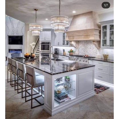 Carmel Round Ribbed Glass Tile Chandelier - Kavker