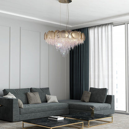 Amadeo Round Brass Crystal Chandelier - Kavker - 