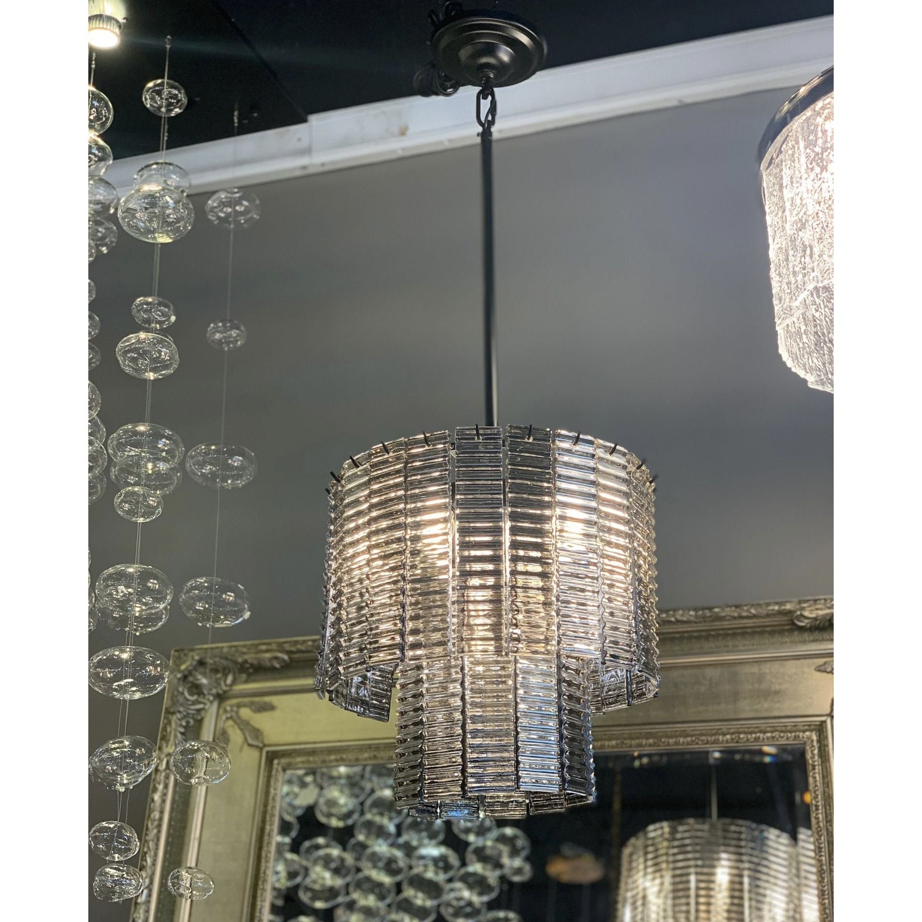 Cuirass Round Ribbed Glass Tile Chandelier Collection - Kavker - 