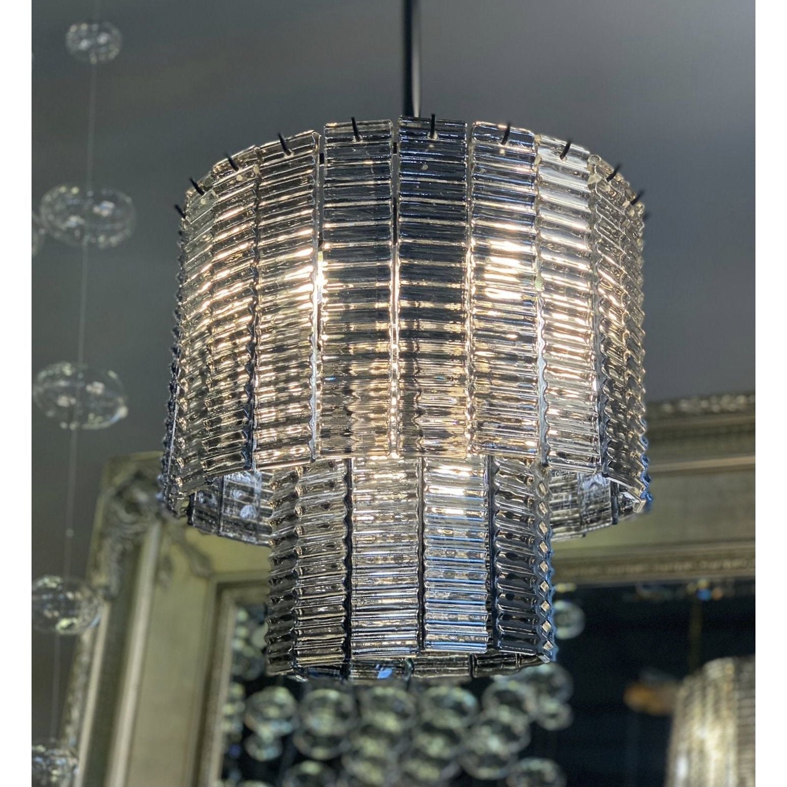 Cuirass Round Ribbed Glass Tile Chandelier Collection - Kavker - 