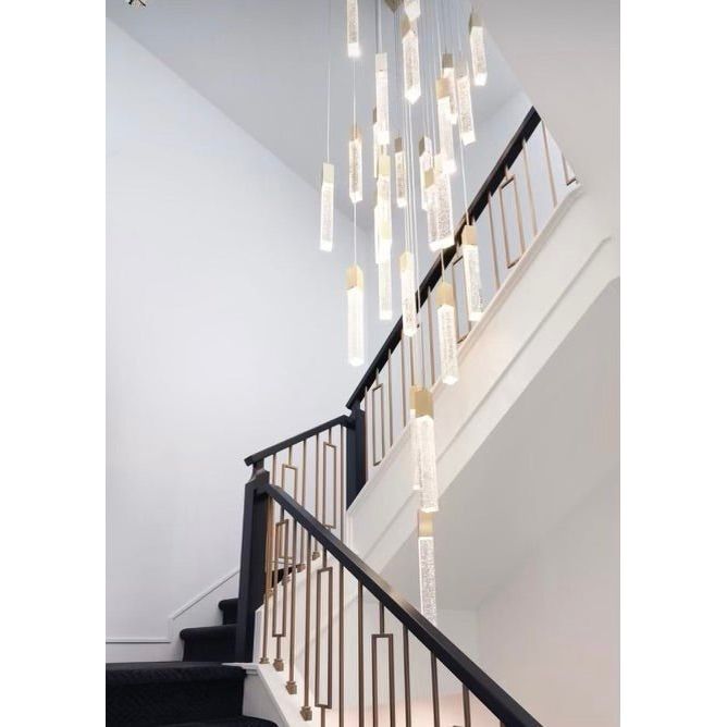 Estrella Rain Rectangular LED Pendant Chandelier - Kavker