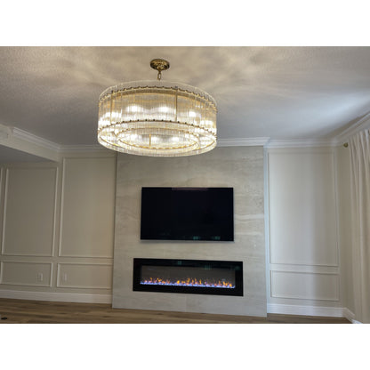 Carmel Round Ribbed Glass Tile Chandelier - Kavker - 