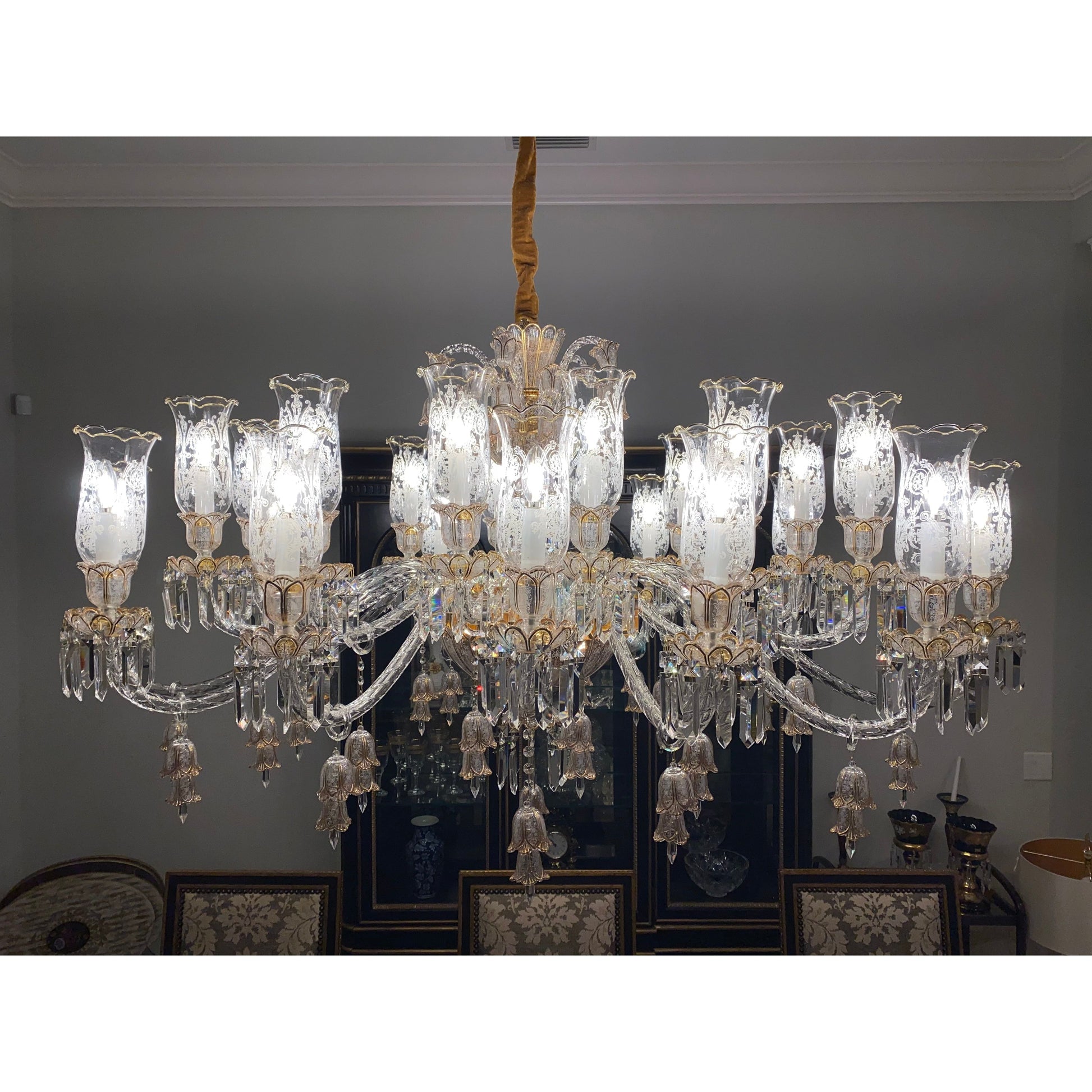 24 Light Oval/ Linear Marbella Garnier Crystal Chandelier - Kavker - 