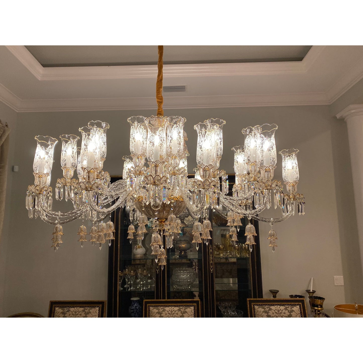 24 Light Oval/ Linear Marbella Garnier Crystal Chandelier - Kavker - 