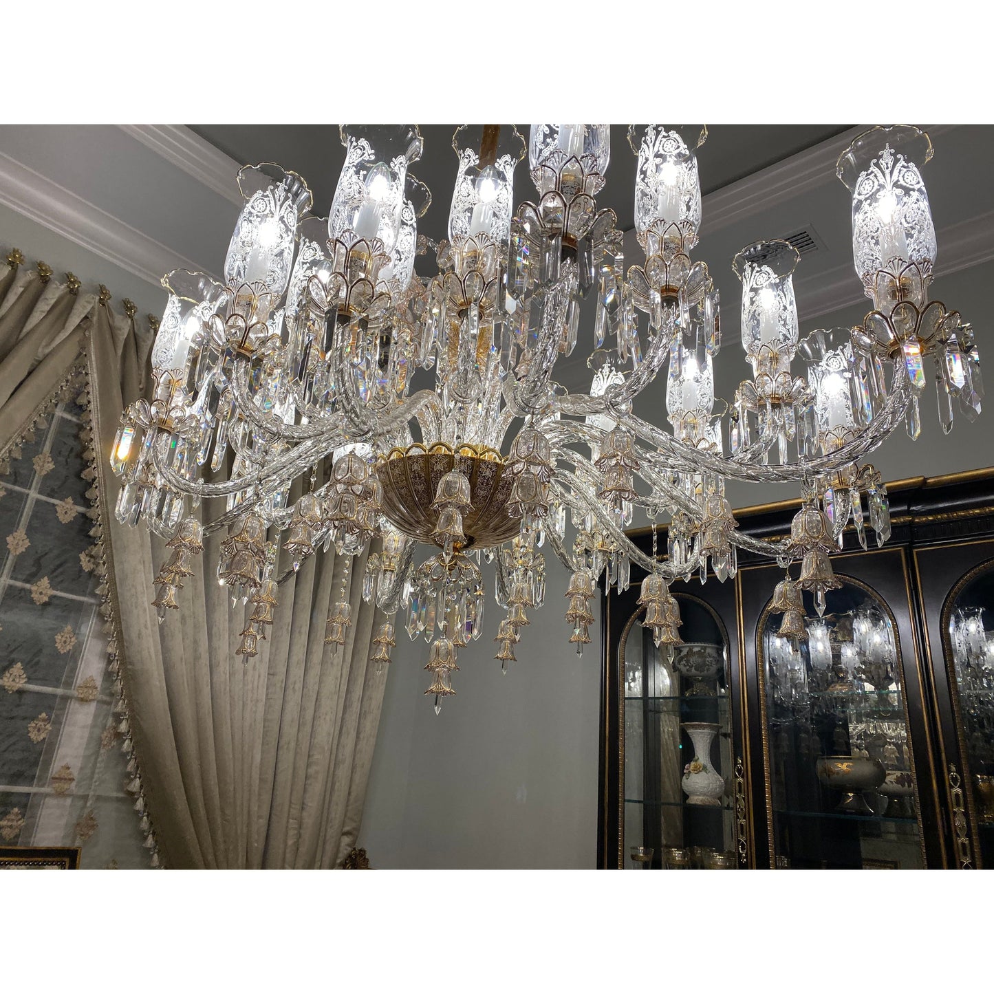 24 Light Oval/ Linear Marbella Garnier Crystal Chandelier - Kavker - 