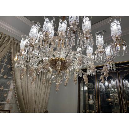 24 Light Oval/ Linear Marbella Garnier Crystal Chandelier - Kavker - 