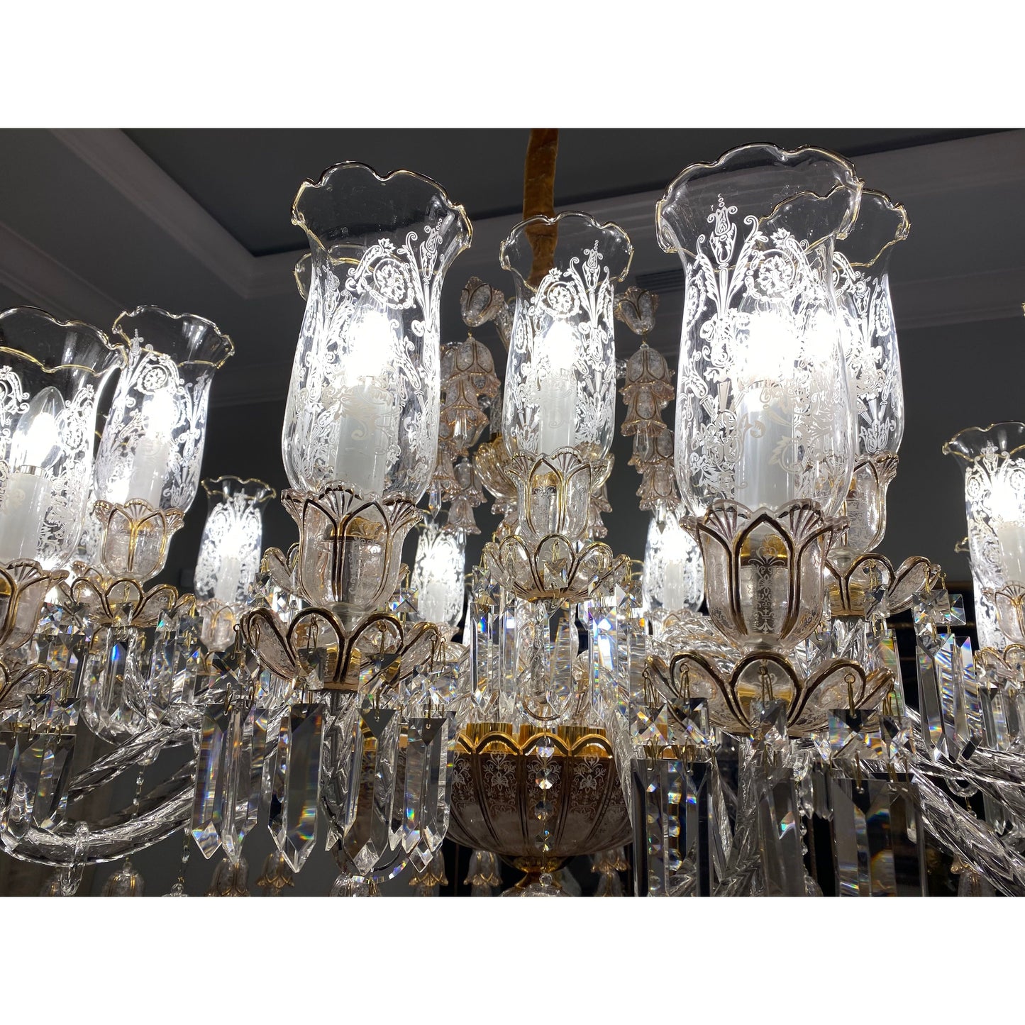 24 Light Oval/ Linear Marbella Garnier Crystal Chandelier - Kavker - 