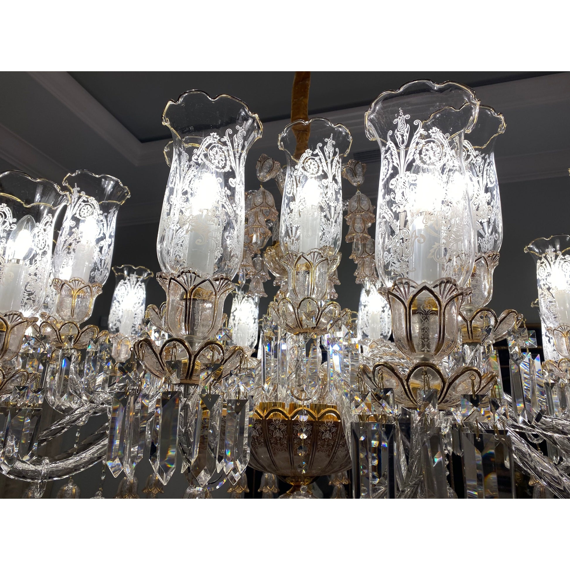 24 Light Oval/ Linear Marbella Garnier Crystal Chandelier - Kavker - 