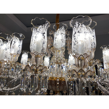 24 Light Oval/ Linear Marbella Garnier Crystal Chandelier - Kavker - 