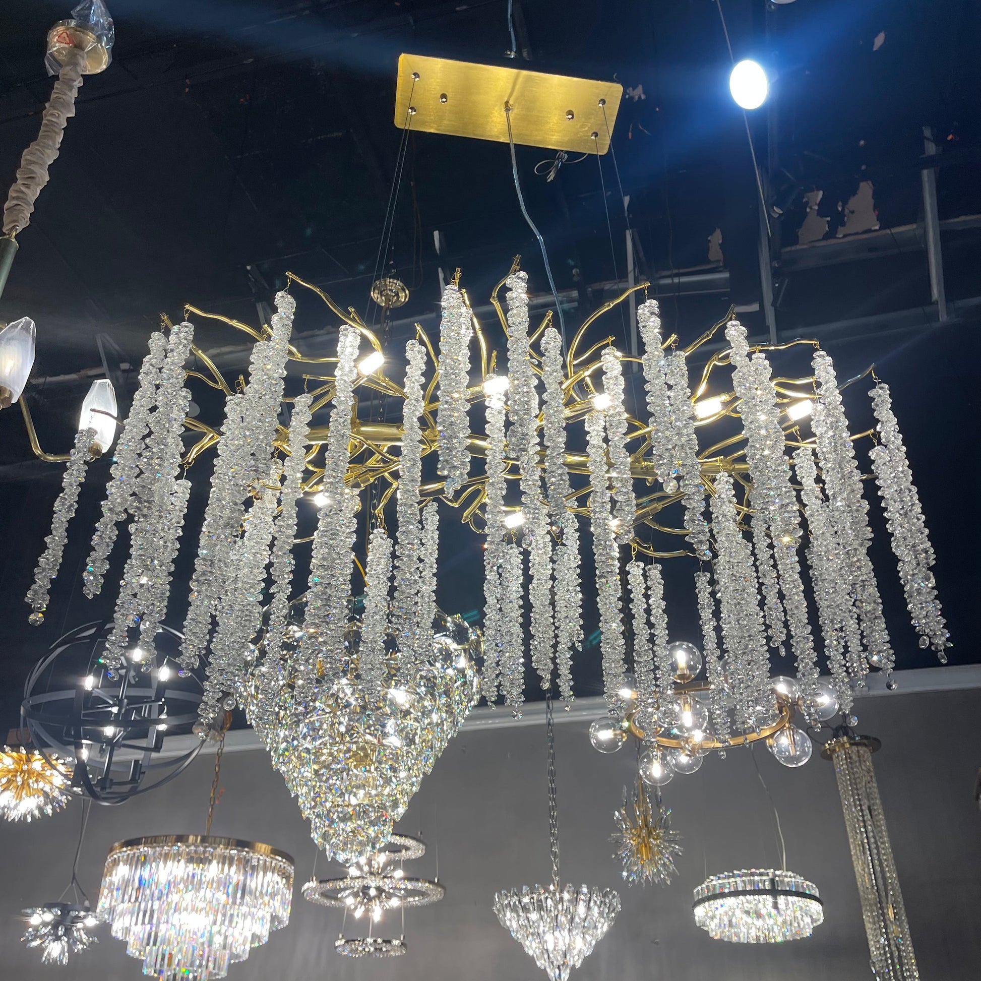 Catherine Crystal Rainfall Linear Branching Chandelier - Kavker - 