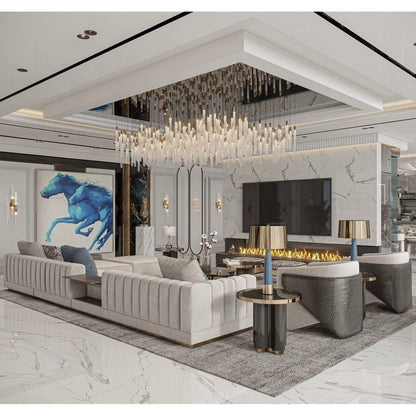 Estrella Rain Rectangular LED Pendant Chandelier - Kavker