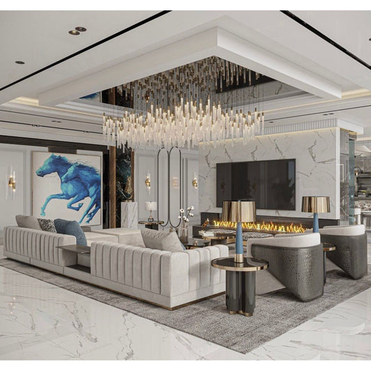 Estrella Rain Rectangular LED Pendant Chandelier - Kavker