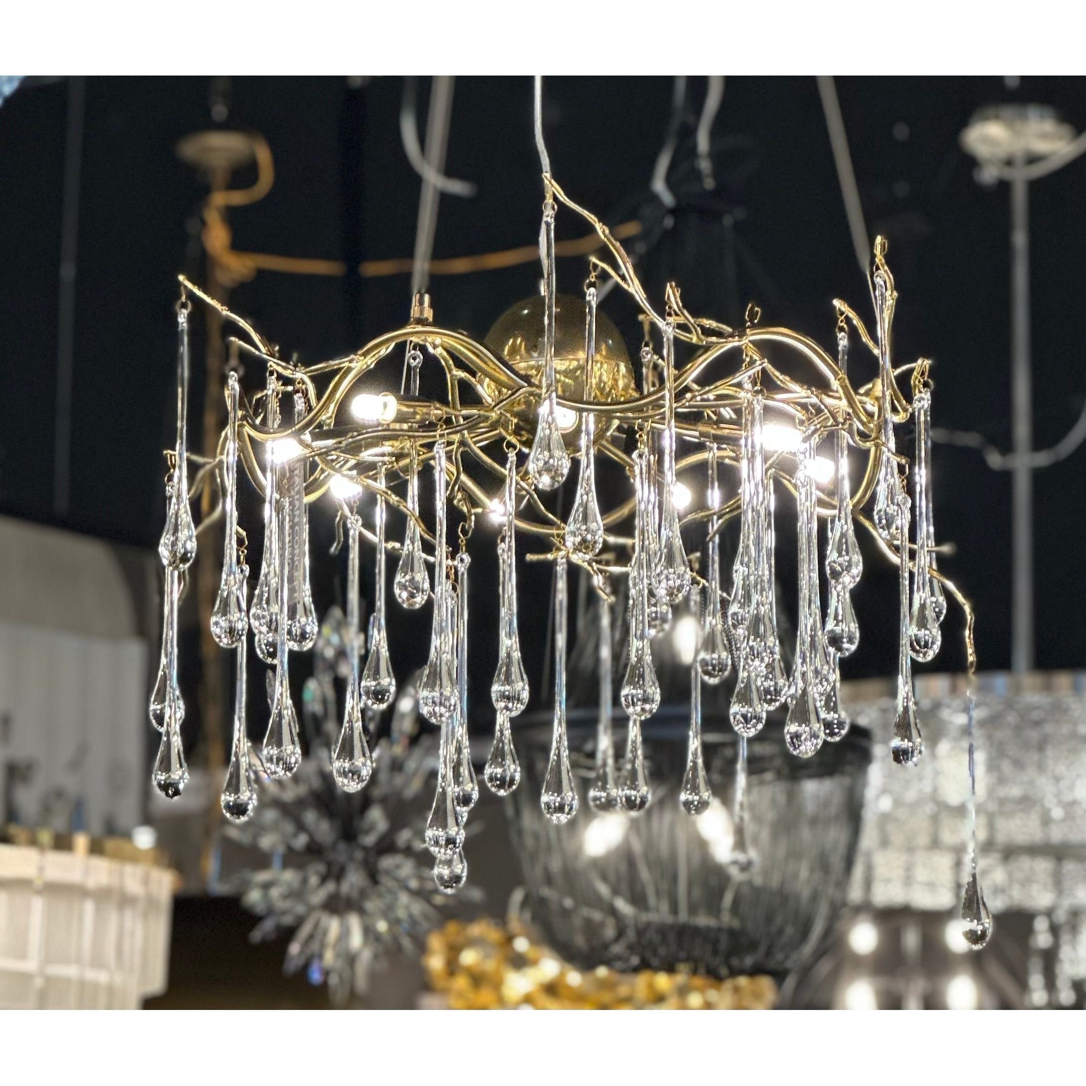 Dawn Lukas Teardrop Branching Brass Round Chandelier - Kavker
