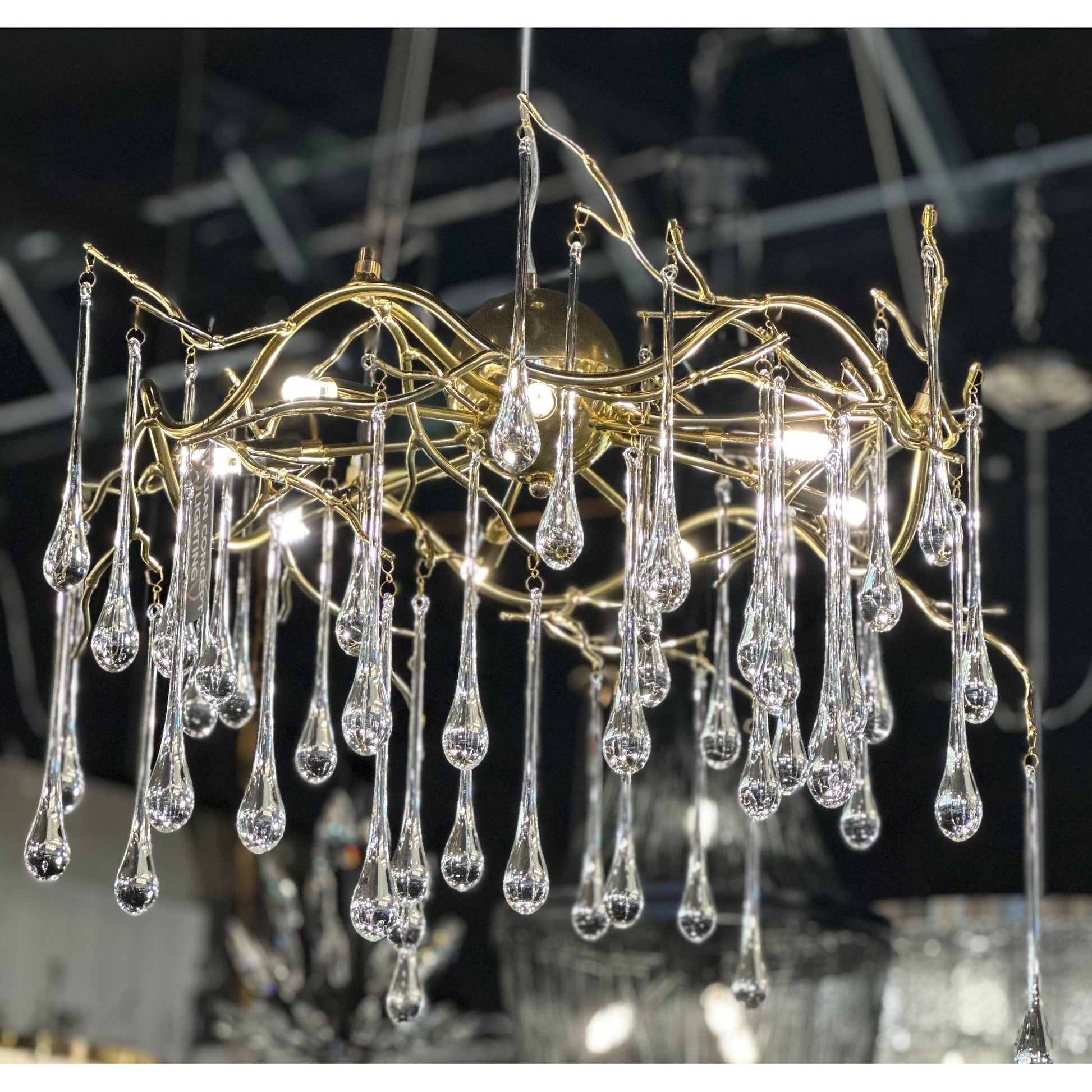 Dawn Lukas Teardrop Branching Brass Round Chandelier - Kavker