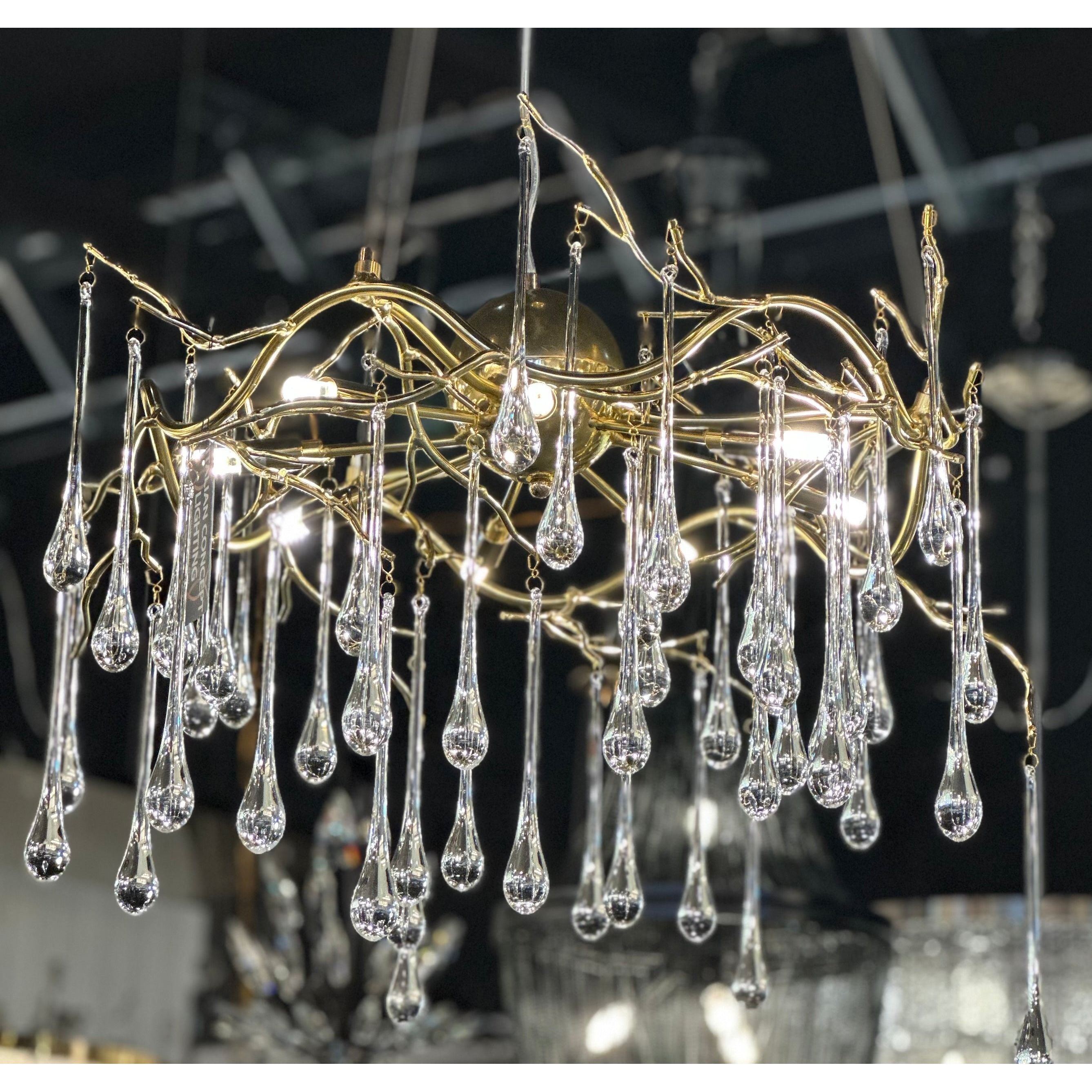 Dawn Lukas Teardrop Branching Brass Round Chandelier - Kavker
