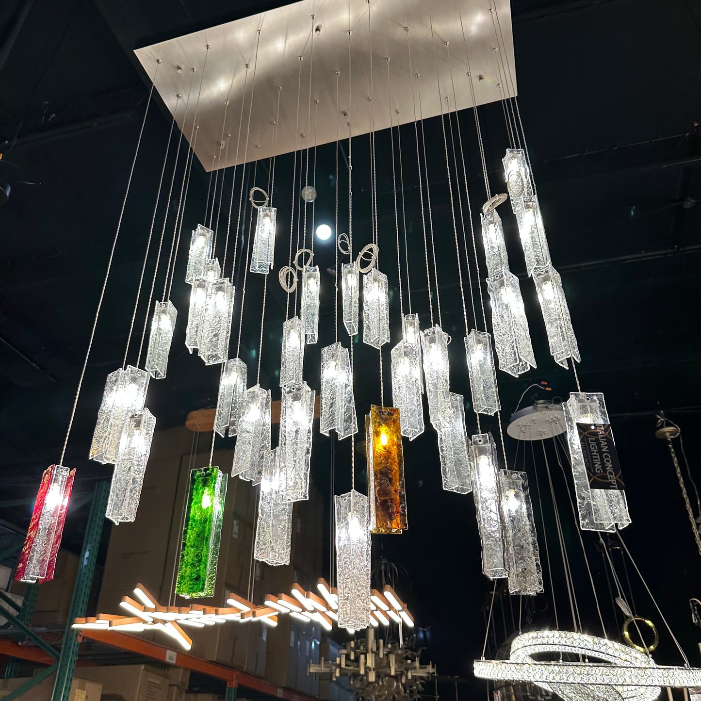 Rain Square Cluster Glass tile Pendant Chandelier - Kavker