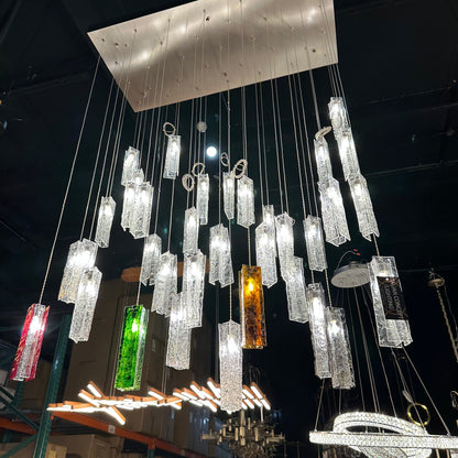 Rain Square Cluster Glass tile Pendant Chandelier - Kavker