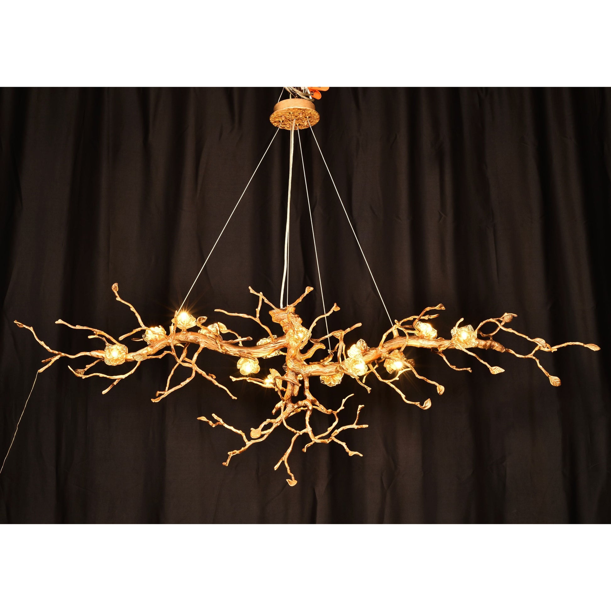 Livio Gemstone Branching Brass Round Chandelier - Kavker
