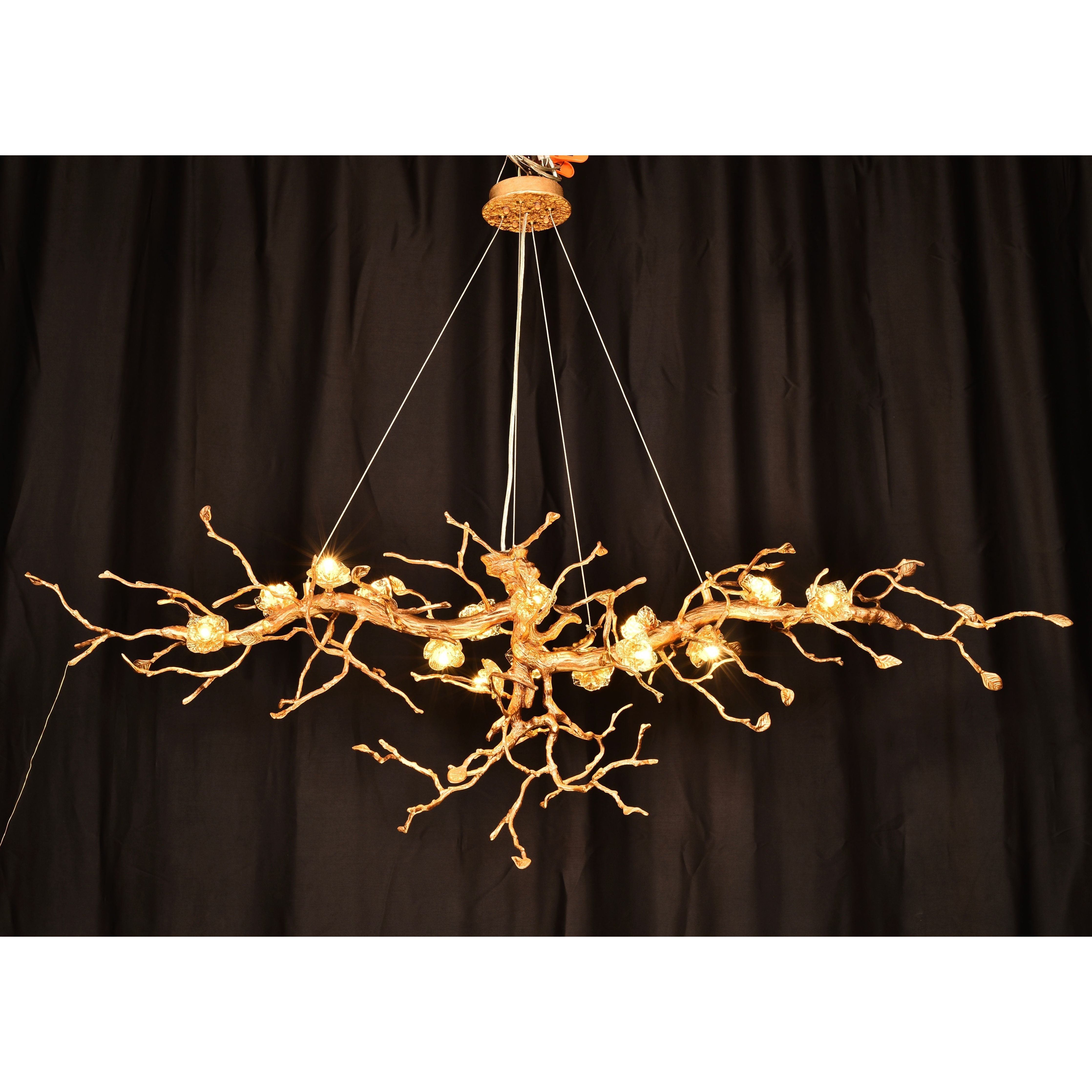 Livio Gemstone Branching Brass Round Chandelier - Kavker