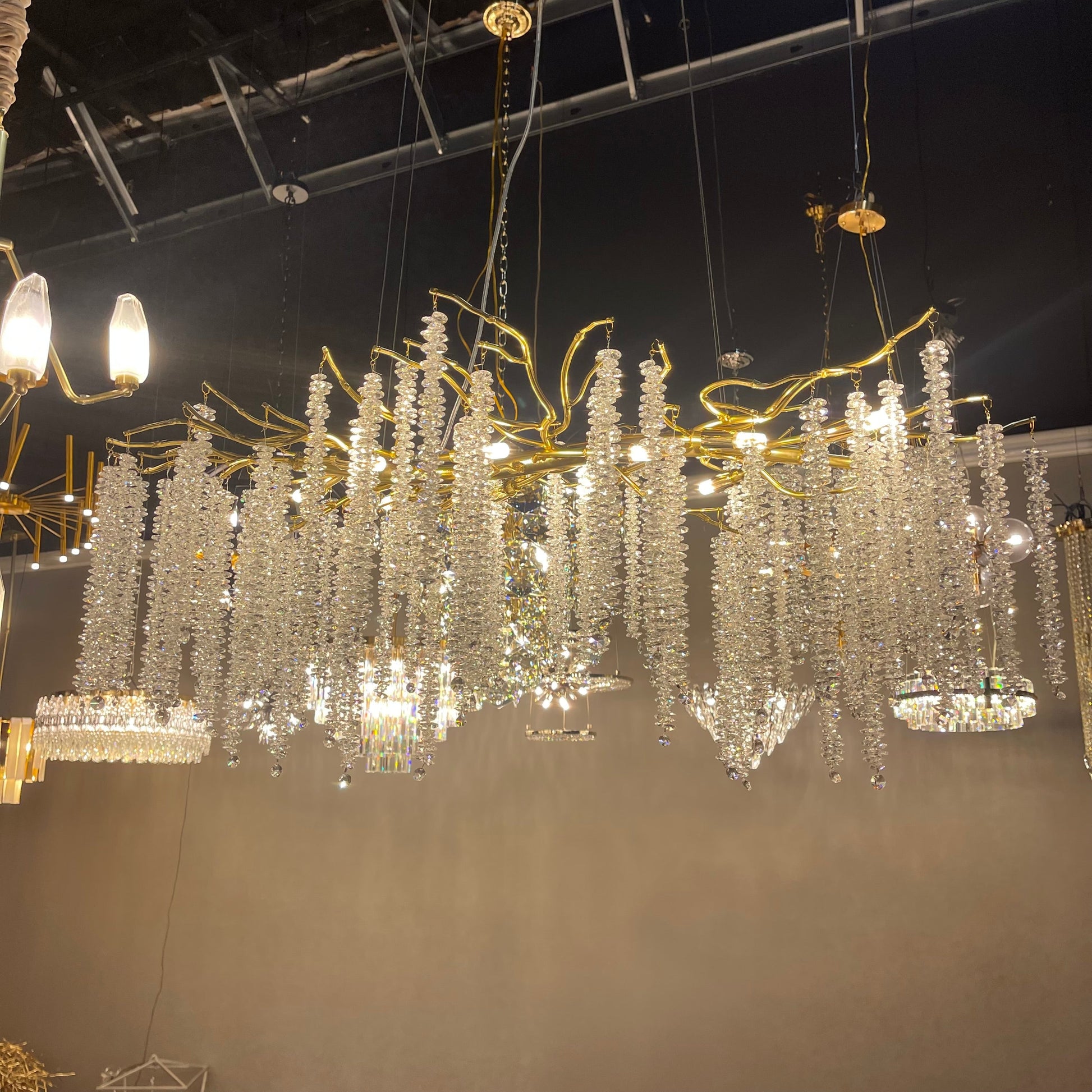 Catherine Crystal Rainfall Linear Branching Chandelier - Kavker -