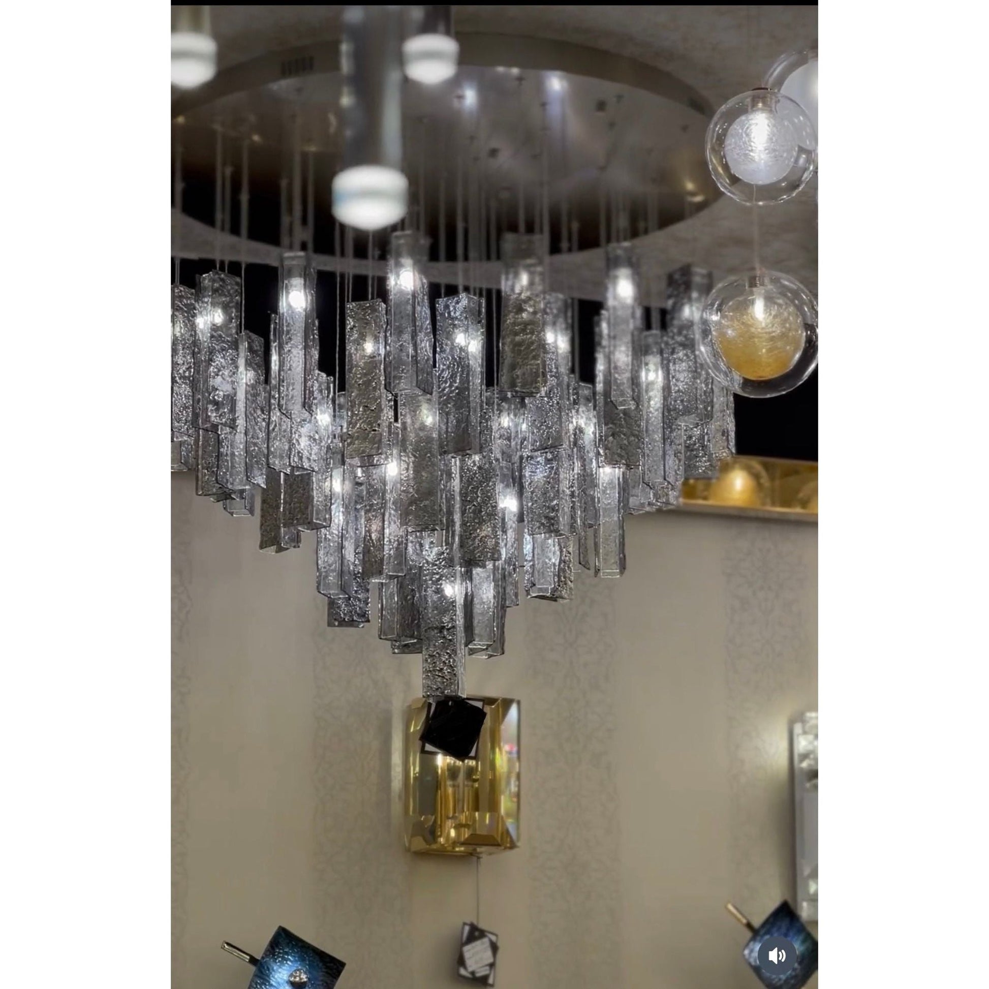 Rain Square Cluster Glass tile Pendant Chandelier - Kavker