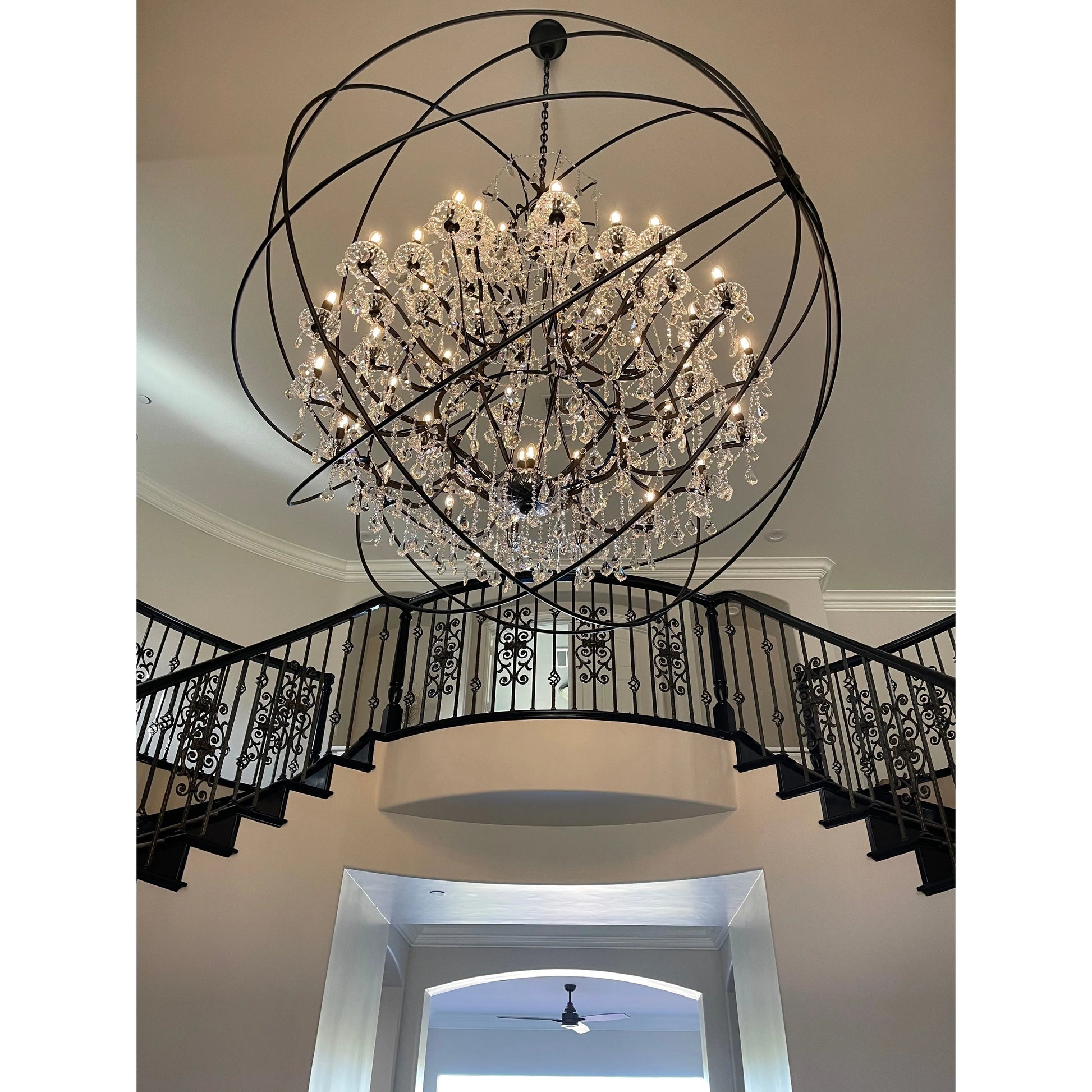 50 Light 80" MN Iron Orb Crystal Chandelier - Kavker