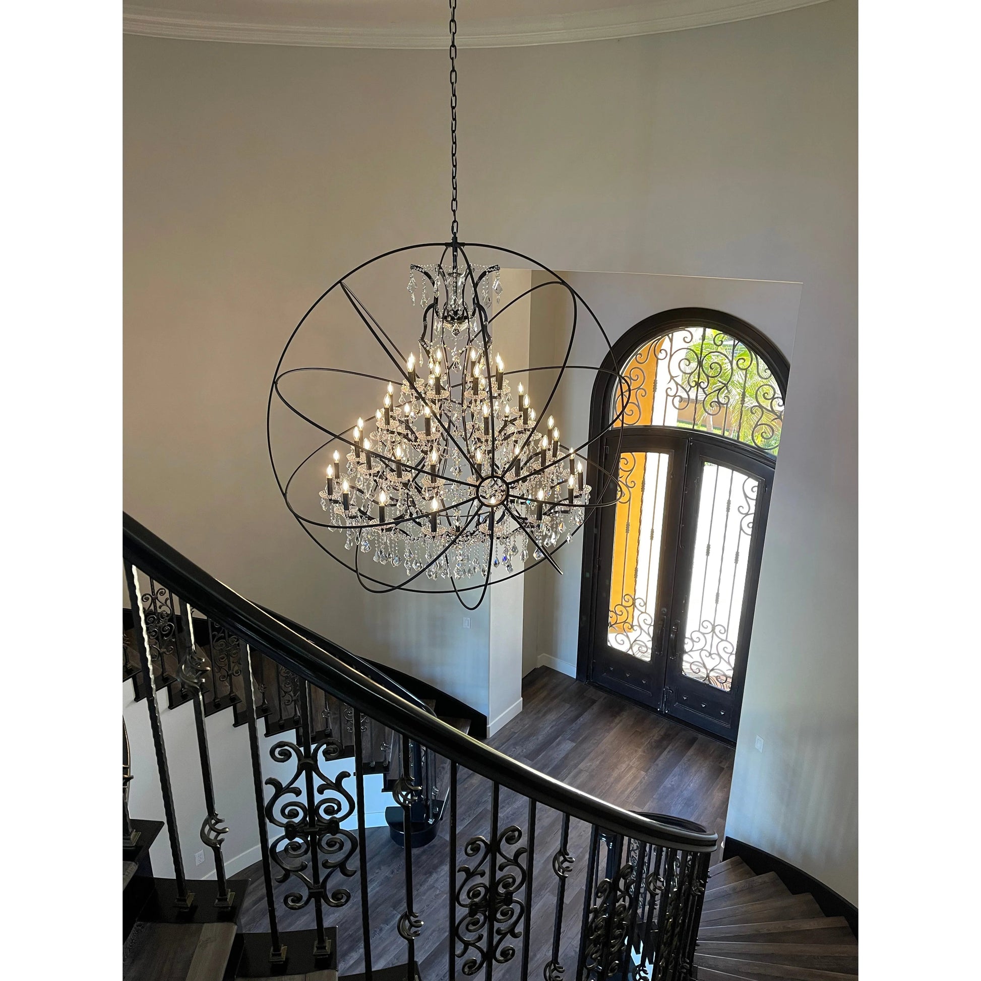50 Light 80" MN Iron Orb Crystal Chandelier - Kavker