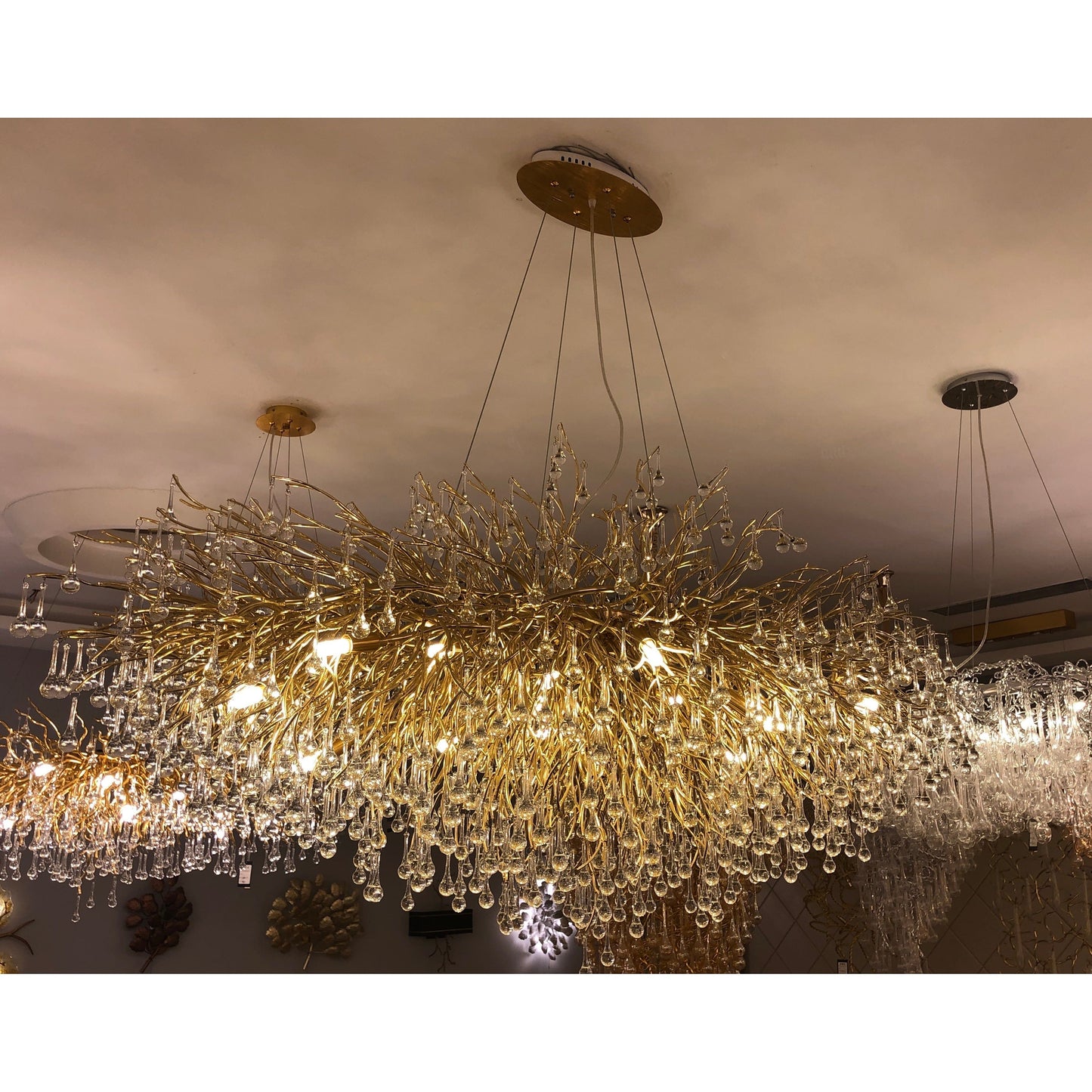 Le Saint Branching Brass Round Teardrop Chandelier - Kavker