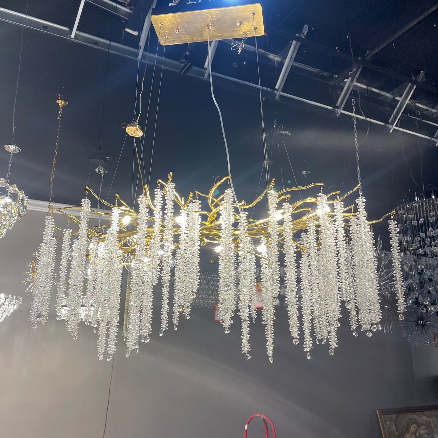 Catherine Crystal Rainfall Linear Branching Chandelier - Kavker - 