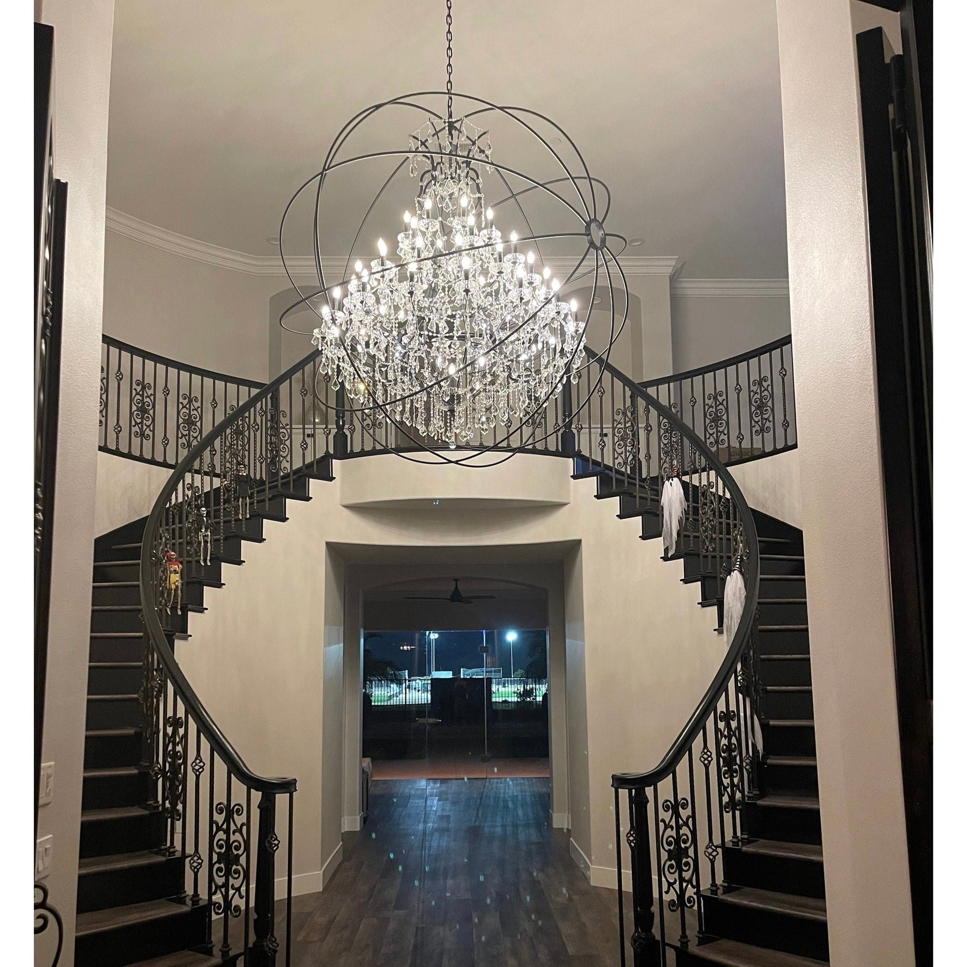 50 Light 80" MN Iron Orb Crystal Chandelier - Kavker