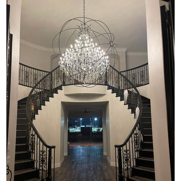 50 Light 80" MN Iron Orb Crystal Chandelier - Kavker