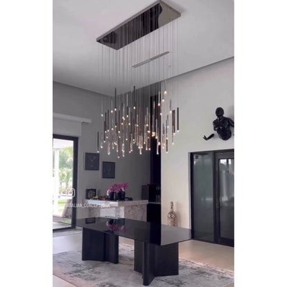 Bellini Rectangular Two-Tone Tubular Pendant Light Chandelier - Kavker