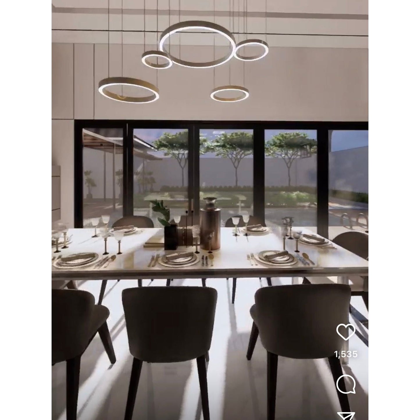 Liana Round 4-Ring Cascade LED Chandelier - Kavker