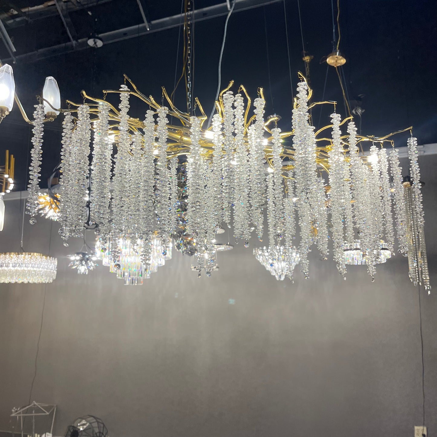 Catherine Crystal Rainfall Linear Branching Chandelier - Kavker - 