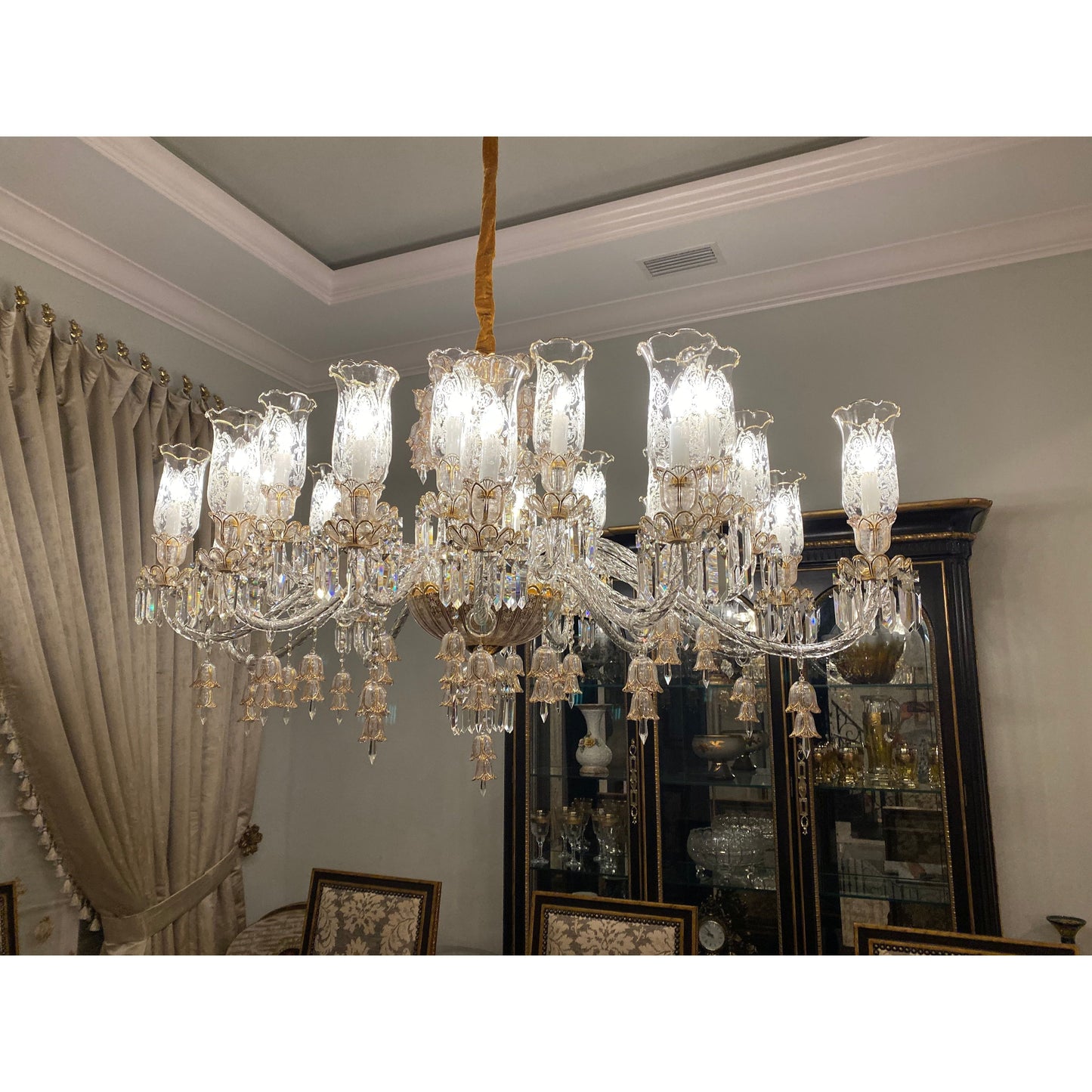 24 Light Oval/ Linear Marbella Garnier Crystal Chandelier - Kavker - 