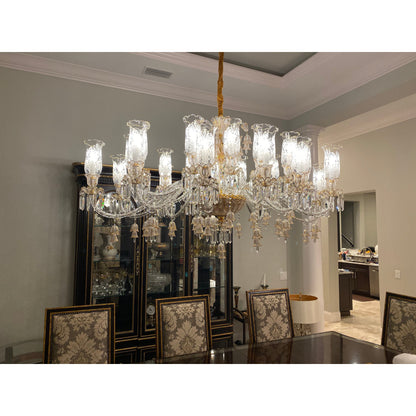 24 Light Oval/ Linear Marbella Garnier Crystal Chandelier - Kavker - 