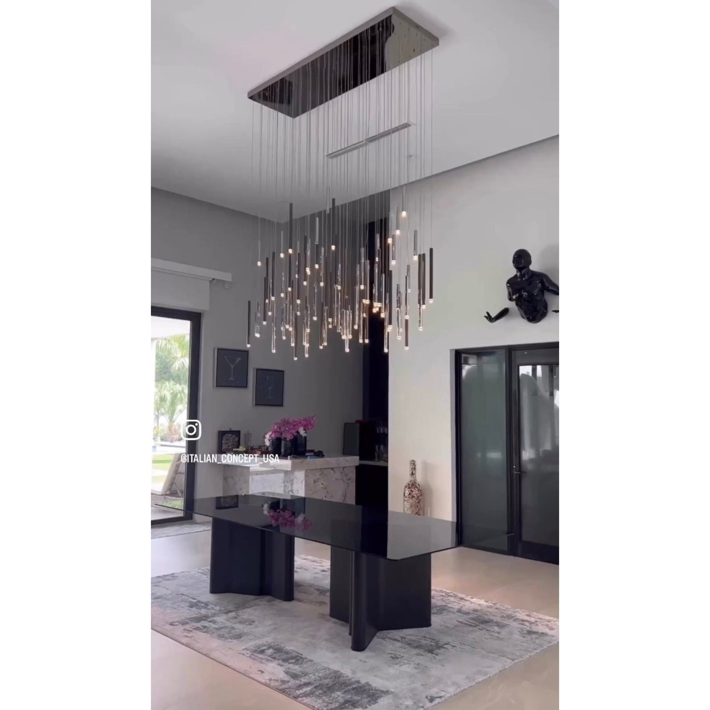 Bellini Rectangular Two-Tone Tubular Pendant Light Chandelier - Kavker