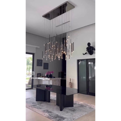 Bellini Rectangular Two-Tone Tubular Pendant Light Chandelier - Kavker