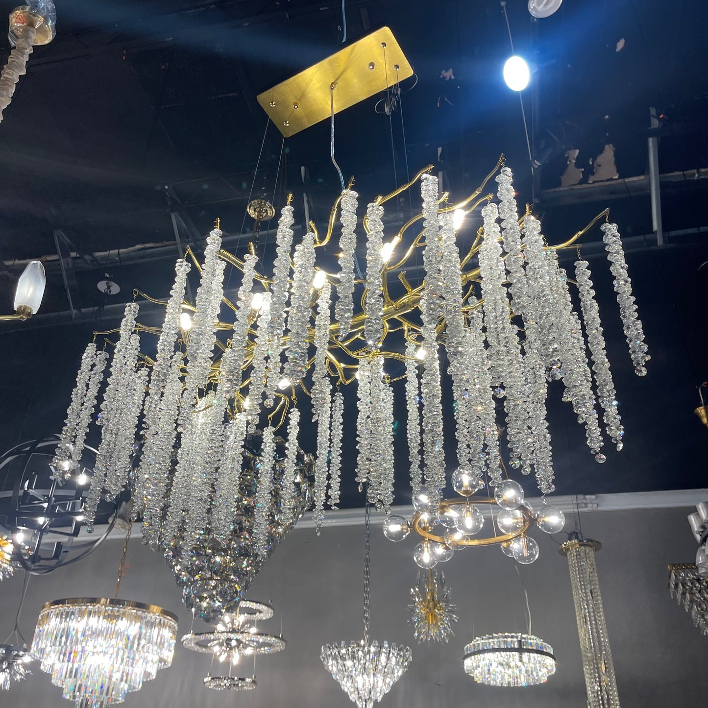 Catherine Crystal Rainfall Linear Branching Chandelier - Kavker - 