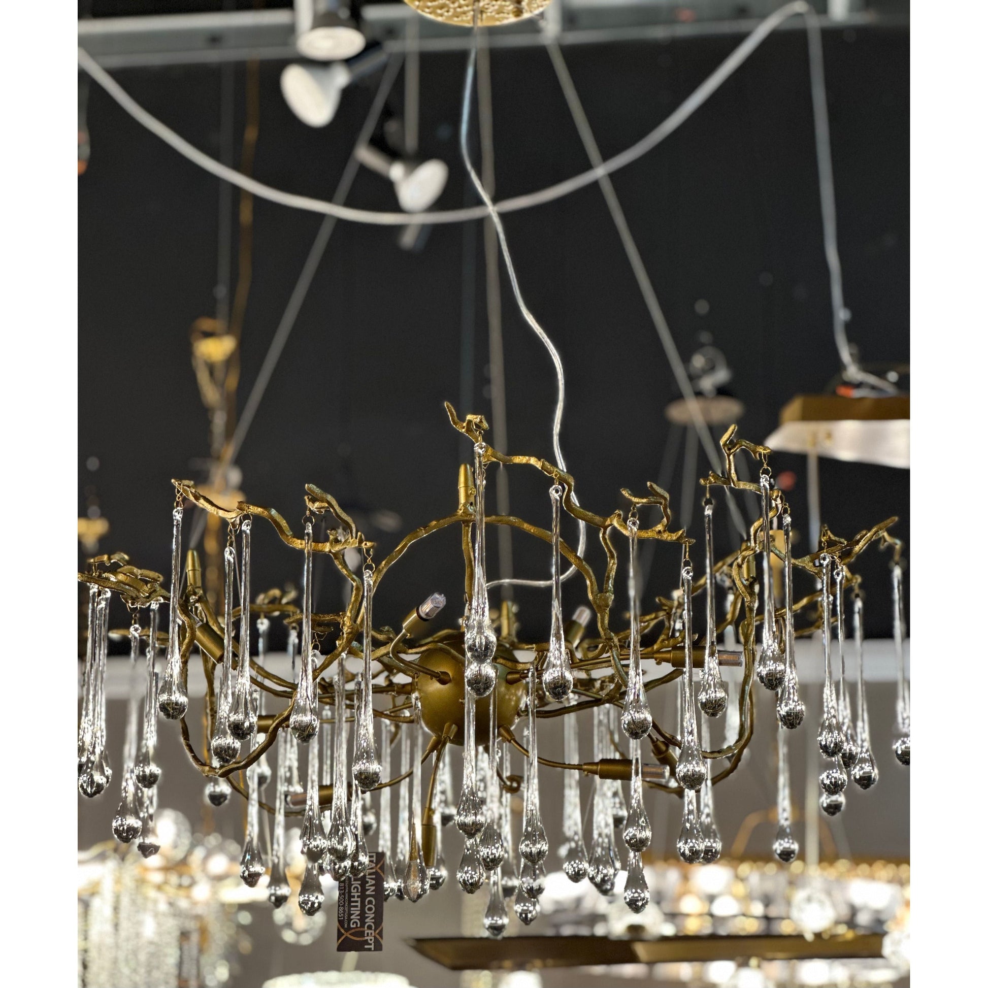 Dawn Lukas Teardrop Branching Brass Round Chandelier - Kavker