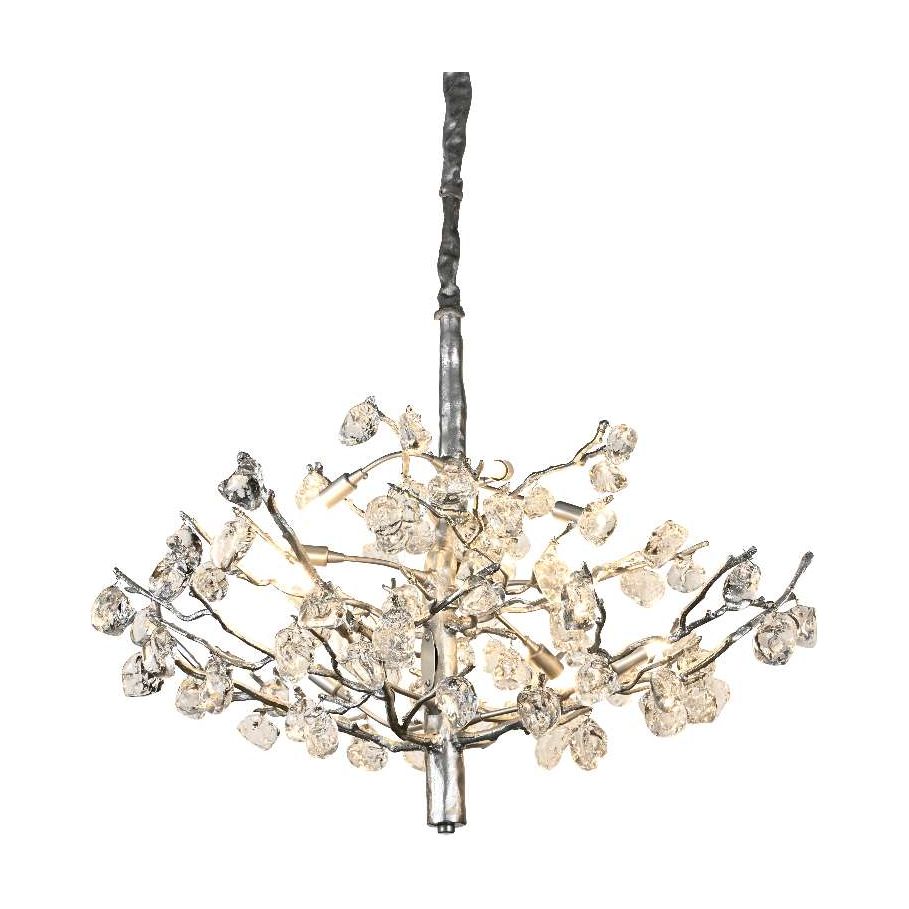 Livio Gemstone Branching Brass Round Chandelier - Kavker