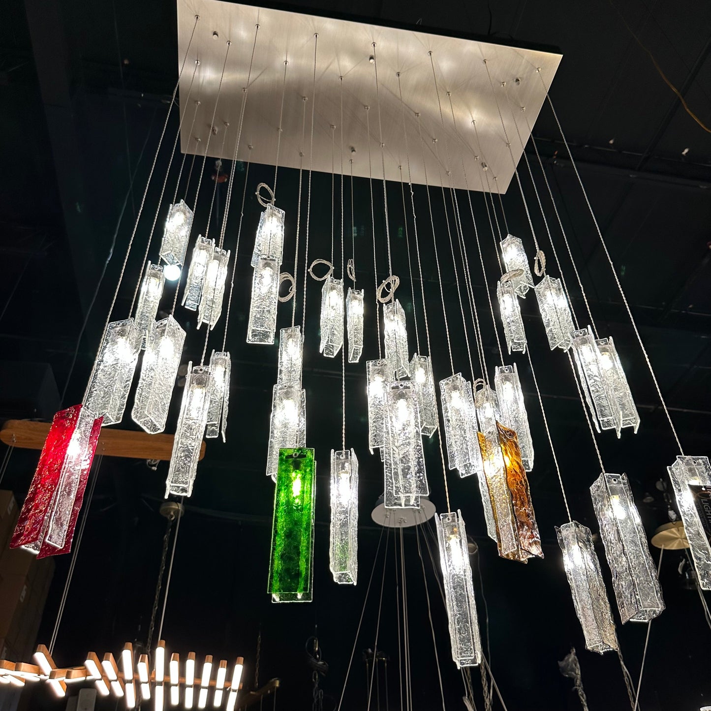 Rain Square Cluster Glass tile Pendant Chandelier - Kavker