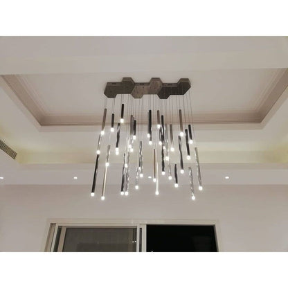 Bellini Rectangular Tri-Tone Tubular Pendant Light Chandelier - Kavker - 