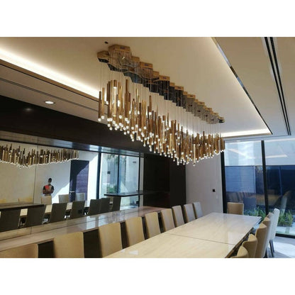 Bellini Rectangular Tri-Tone Tubular Pendant Light Chandelier - Kavker - 