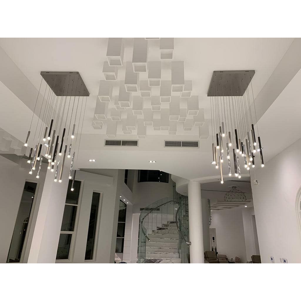 Bellini Rectangular Two-Tone Tubular Pendant Light Chandelier - Kavker - 