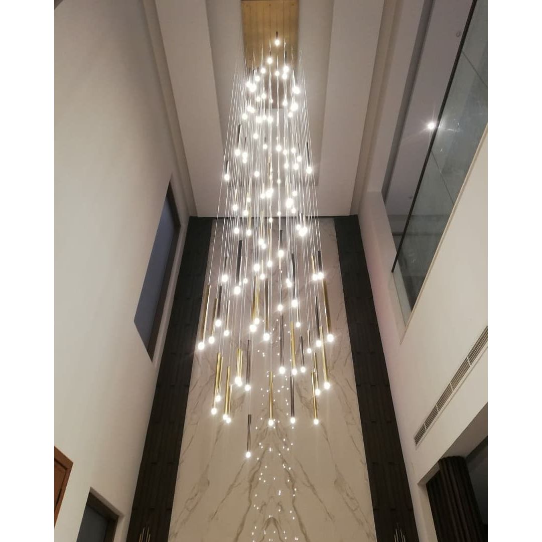 Bellini Rectangular Tri-Tone Tubular Pendant Light Chandelier - Kavker - 