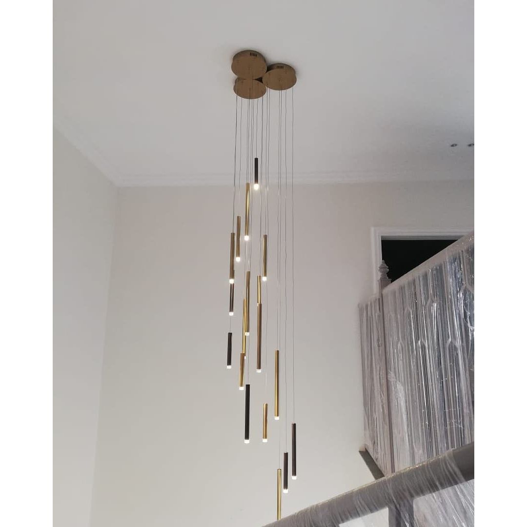 Bellini Rectangular Tri-Tone Tubular Pendant Light Chandelier - Kavker - 