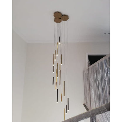 Bellini Rectangular Tri-Tone Tubular Pendant Light Chandelier - Kavker - 