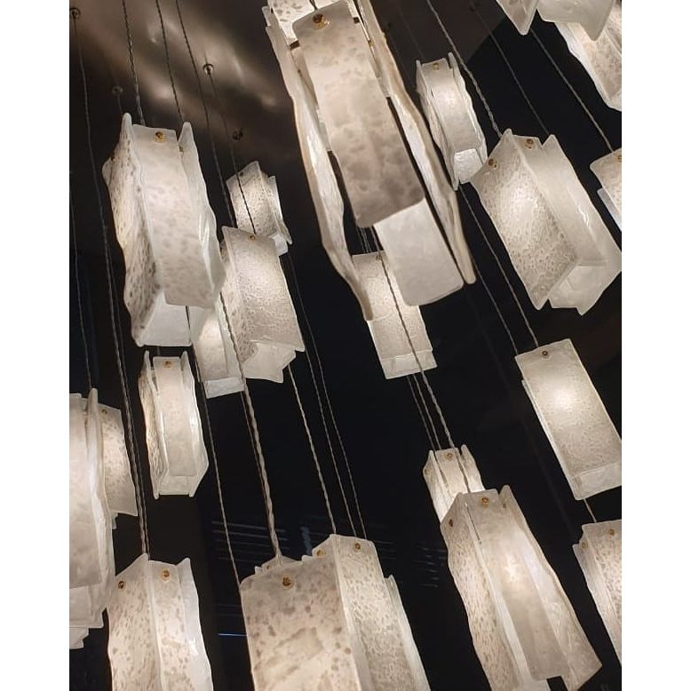 Rain Square Cluster Glass tile Pendant Chandelier - Kavker - 